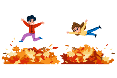 play autumn kid jump vector Product Image 1