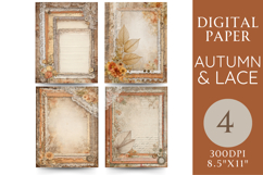 Autumn &amp; Lace Junk Journal Pages 4 Papers Product Image 1