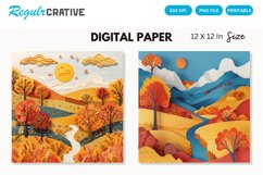 Autumn Landscapes Seamless Digital Paper, Autumn Landscapes Product Image 1