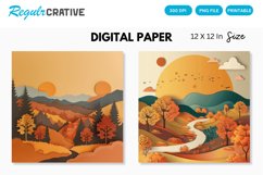 Autumn Landscapes Seamless Digital Paper, Autumn Landscapes Product Image 1