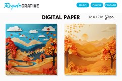 Autumn Landscapes Seamless Digital Paper, Autumn Landscapes Product Image 1