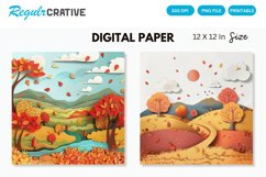 Autumn Landscapes Seamless Digital Paper, Autumn Landscapes Product Image 1