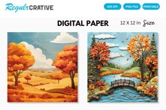 Autumn Landscapes Seamless Digital Paper, Autumn Landscapes Product Image 1