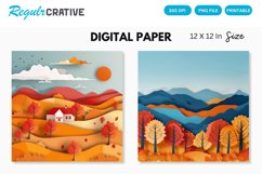 Autumn Landscapes Seamless Digital Paper, Autumn Landscapes Product Image 1