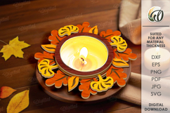 Autumn Leaf Candle Holders Bundle Laser Cut. Home Decor SVG Product Image 12
