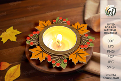 Autumn Leaf Candle Holders Bundle Laser Cut. Home Decor SVG Product Image 4