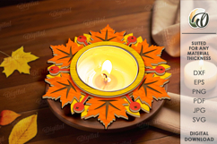 Autumn Leaf Candle Holders Bundle Laser Cut. Home Decor SVG Product Image 6