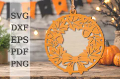 Autumn Leaf Wreath Laser Cut SVG Product Image 1