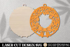 Autumn Leaf Wreath Laser Cut SVG Product Image 2
