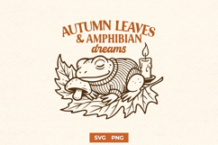 Autumn Frog SVG | Cozy Fall Frog Clipart PNG | Amphibian PNG Product Image 1