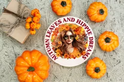 Autumn Leaves And Hippie Sublimation PNG Product Image 2