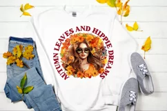Autumn Leaves And Hippie Sublimation PNG Product Image 3