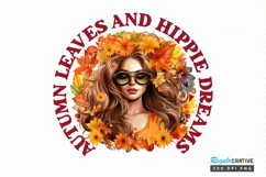 Autumn Leaves And Hippie Sublimation PNG Product Image 1