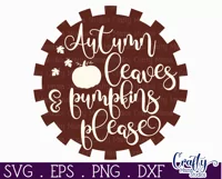 Fall Farmhouse Round Sign Svg, Autumn Leaves And Pumpkins Product Image 2