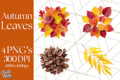 Autumn Leaves Clipart, Fall Foliage Clip Art, PNG Product Image 1