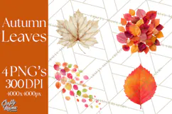 Autumn Leaves Clipart, Fall Foliage Clip Art, PNG Product Image 1