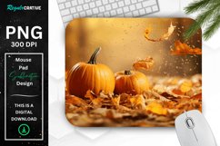 Autumn Leaves Falling Down with Pumpkin Mouse Pad Product Image 1
