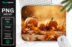 Autumn Leaves Falling Down with Pumpkin Mouse Pad Product Image 1