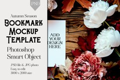 Bookmark Mockup, Autumn Bookmark Mock Up Template, PSD, t11 Product Image 1