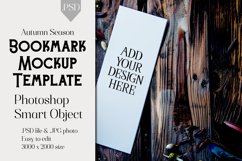 Bookmark Mockup, Autumn Bookmark Mock Up Template, PSD, t14 Product Image 1