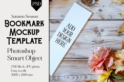 Bookmark Mockup, Autumn Bookmark Mock Up Template, PSD, t17 Product Image 1