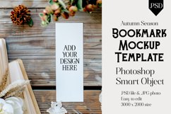 Bookmark Mockup, Autumn Bookmark Mock Up Template, PSD, t24 Product Image 1