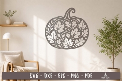 Autumn Leaves Pumpkin Wall Decor SVG Laser Cut design