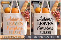 Autumn Leaves Pumpkins Please SVG File | Fall Retro SVG Product Image 2