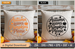Autumn Leaves Pumpkins Please SVG File | Fall Round Sign SVG Product Image 5