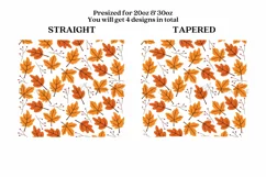 autumn leaves skinny tumbler sublimation wrap with high resolution 300 DPI and transparant background perfect for 20oz and 30oz skinny tumbler