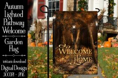 Autumn Pathway Welcome to Our Home Garden Flag Sublimation Product Image 1