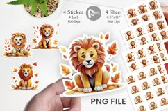 Autumn Lion Watercolor Sticker Product Image 1