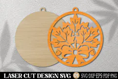 Autumn Maple Leaf Bow Laser Cut SVG Product Image 2