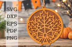 Autumn Maple Snowflake Laser Cut SVG Product Image 1