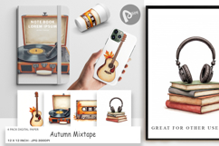 Digital Paper Retro Autumn Music Product Image 1
