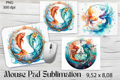 Pisces Fish Zodiac astrology Mouse Pad Design Sublimation Product Image 1