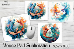 Pisces Fish Zodiac astrology Mouse Pad Design Sublimation Product Image 1