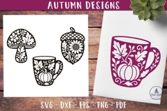 Autumn Mug Mushroom Acorn SVG Silhouette