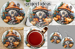 Autumn Fairy House Wind Spinner, Mushroom House Round, d1 Product Image 3