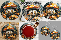 Autumn Fairy House Wind Spinner, Mushroom House Round, d12 Product Image 3