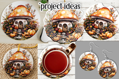 Autumn Fairy House Wind Spinner, Mushroom House Round, d3 Product Image 3