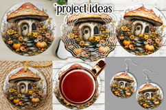 Autumn Fairy House Wind Spinner, Mushroom House Round, d4 Product Image 3