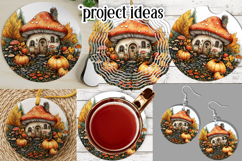 Autumn Fairy House Wind Spinner, Mushroom House Round, d8 Product Image 3