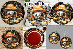 Autumn Fairy House Wind Spinner, Mushroom House Round, d9 Product Image 3