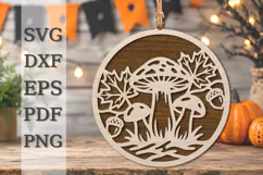 Autumn Mushroom Ornament Laser Cut SVG Product Image 1