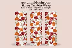 autumn mushroom skinny tumbler sublimation wrap with high resolution 300 DPI and transparant background perfect for 20oz and 30oz skinny tumbler