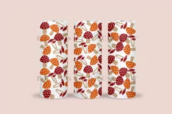 autumn mushroom skinny tumbler sublimation wrap with high resolution 300 DPI and transparant background perfect for 20oz and 30oz skinny tumbler