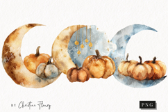 Boho Autumn Moon Clipart | Fall PNG Product Image 1