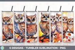 Bundle of six Watercolor Owls Tumbler designs.