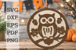 Autumn Owl Ornament Laser Cut SVG Product Image 1